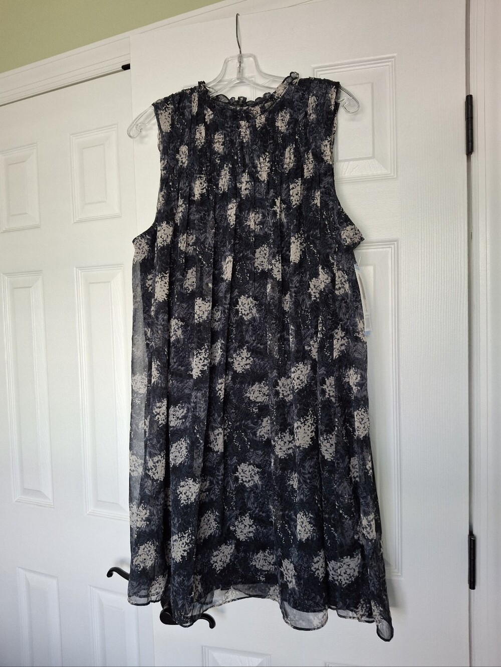 Joie Navy and Cream Printed Sleeveless Midi Dress NWT Sz L